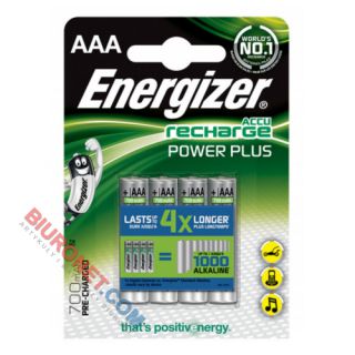 Akumulatorki Energizer Accu Recharge Power Plus AAA HR03 1,2V, pojemność 700mAh 4 sztuki