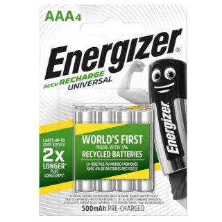 Akumulatorki Energizer Accu Recharge Universal AAA HR03 1,2V, pojemność 500mAh 4 sztuki