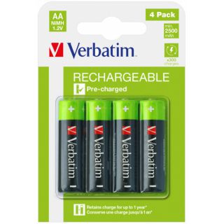 Akumulatorki Verbatim AA HR6 1,2V, pojemność 2500mAh, naładowane 4 sztuki