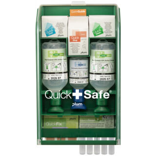 Apteczka ścienna PLUM QuickSafe Complete, dozownik z wyposażeniem zielona