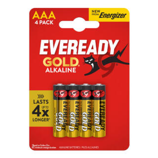 Baterie Eveready GOLD Alkaline from Energizer AAA LR03 1,5V, cienkie paluszki alkaliczne 4 sztuki