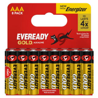 Baterie Eveready GOLD Alkaline from Energizer AAA LR03 1,5V, cienkie paluszki alkaliczne 8 sztuk