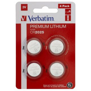 Baterie guzikowe Verbatim Premium Lithium CR2025 3V, litowe 4 sztuki