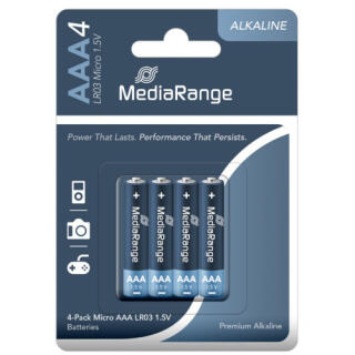 Baterie MediaRange Premium Alkaine Micro AAA LR03 1,5V, cienkie paluszki alkaliczne 4 sztuki