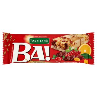 Baton zbożowy Bakalland BA! Żurawina i Pomarańcza 40 g 25 sztuk