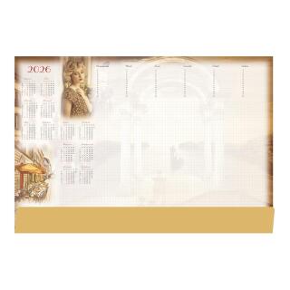 Biuwar podkładka na biurko z kalendarzem i planem tygodniowym 2027 Michalczyk i Prokop T-2-B3 49 x 33,5 cm, blok 52 kartki z listwą brązowa kobieta