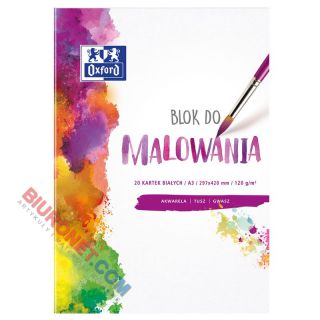 Blok do malowania farbami akwarelowymi Oxford A3, papier 120 g 20 kartek