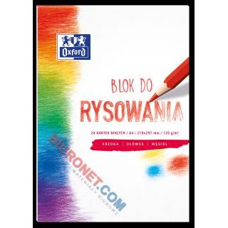 Blok rysunkowy biały Oxford A4, papier 120 g 20 kartek