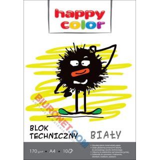 Blok techniczny biały Happy Color A4, papier 170 g/m2 10 kartek