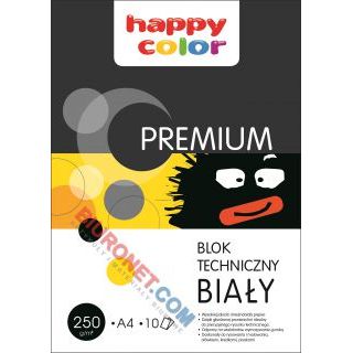 Blok techniczny biały Happy Color Premium A4, papier 250 g/m2 10 kartek