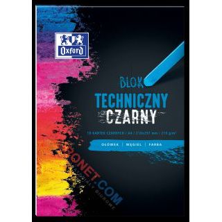 Blok techniczny czarny Oxford A4, papier 210 g 10 kartek