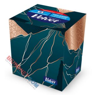 Chusteczki higieniczne 3-warstwowe białe Velvet Cube Style, w pudełku sześciennym 60 sztuk