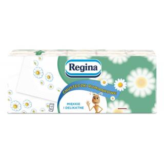 Chusteczki higieniczne 4-warstwowe białe Regina Rumiankowe, małe paczki 10 x 9 sztuk