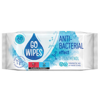 Chusteczki nawilżane GOWIPES AntiBacterial Effect, zawierają d-pantenol 60 sztuk