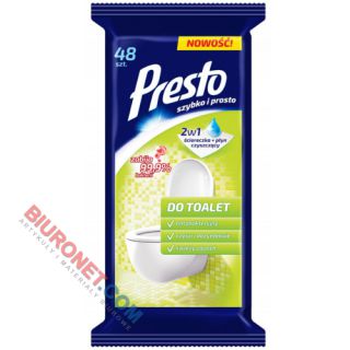 Chusteczki nawilżane Presto Do Toalet, ściereczki jednorazowe 48 sztuk