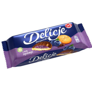Ciastka biszkopty z owocową galaretką w czekoladzie Delicje Szampańskie Jagodowe 147 g