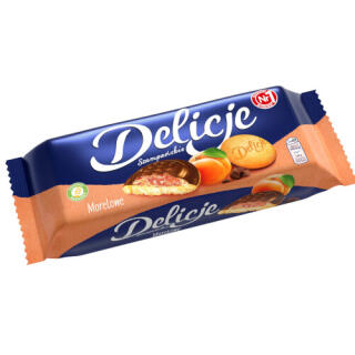 Ciastka biszkopty z owocową galaretką w czekoladzie Delicje Szampańskie Morelowe 147 g