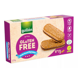 Ciastka kruche bez cukru i bez glutenu z nadzieniem czekoladowym Gullon Chocolate Flavoured Filling Sandwich 225 g