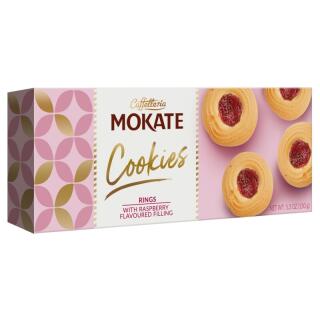 Ciastka kruche z nadzieniem malinowym Mokate Caffetteria Cookies Rings 150 g