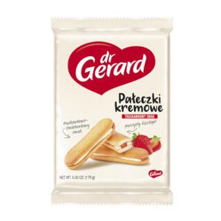 Ciastka Pałeczki Kremowe dr Gerard, biszkopty z nadzieniem truskawkowym i kremem śmietankowym 170 g