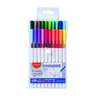 Cienkopisy szkolne KEYROAD Fine Liner, końcówka 0,4mm, zawieszka 20 kolorów