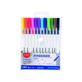 Cienkopisy szkolne KEYROAD Fine Liner, końcówka 0,4mm, zawieszka 12 kolorów