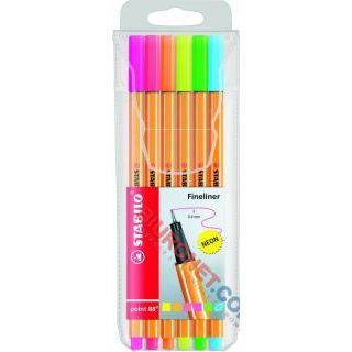 Cienkopisy w etui Stabilo Point 88 Neon, linia 0,4 mm 6 kolorów