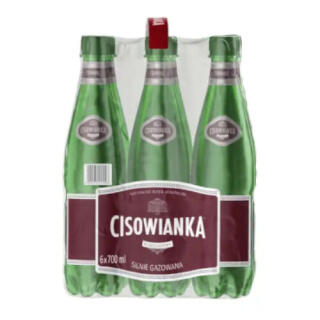 Cisowianka 0,7L x 6 sztuk, woda mineralna, w eleganckich butelkach PET silnie gazowana