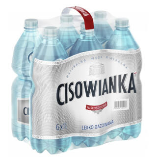 Cisowianka 1,0L x 6 sztuk, woda mineralna, w butelkach PET gazowana