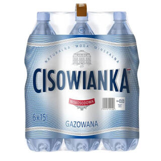 Cisowianka 1,5L x 6 sztuk, woda mineralna, w butelkach PET gazowana