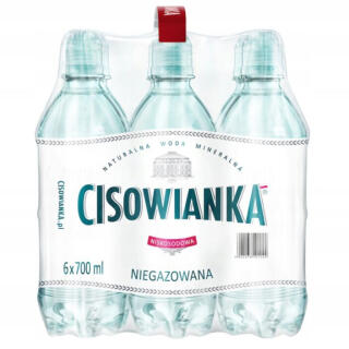 Cisowianka Sport 0,7L x 6 sztuk, woda mineralna w butelkach PET z korkiem do picia niegazowana