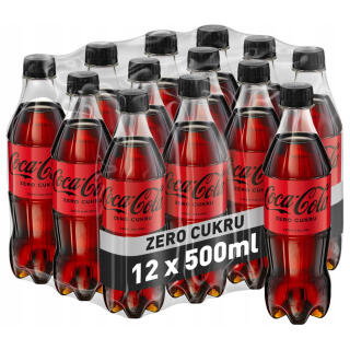 Coca Cola Zero 0,5L, napój gazowany bez cukru, w butelce PET 12 sztuk