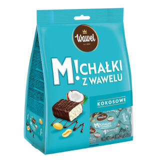 Cukierki kokosowe w czekoladzie z kawałkami orzechów arachidowych Michałki Kokosowe Wawel 245 g