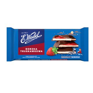 Czekolada gorzka truskawkowa E. Wedel, nadziewana tabliczka 100 g