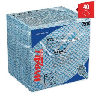 Czyściwo składane włókninowe Kimberly-Clark WypAll X70 Critical Clean 7516, niebieskie ściereczki 35 x 35 cm 40 sztuk