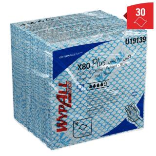 Czyściwo składane włókninowe Kimberly-Clark WypAll X80 Plus Critical Clean 19139, niebieskie ściereczki 35,5 x 33,5 cm 30 sztuk