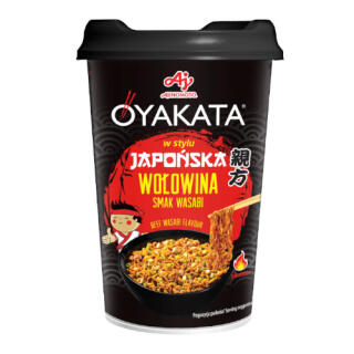 Danie instant z makaronem z sosem Oyakata w stylu Japońska Wołowina smak Wasabi, pikantne 93 g