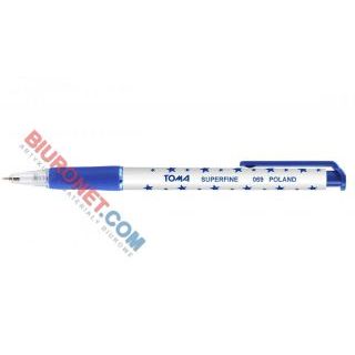 Długopis automatyczny Toma Superfine 069, obudowa w gwiazdki, cienka końcówka 0,5 mm niebieski