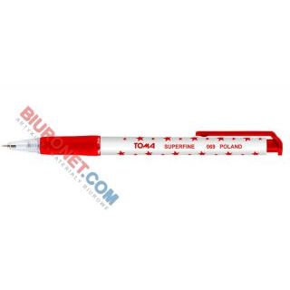 Długopis automatyczny Toma Superfine 069, obudowa w gwiazdki, cienka końcówka 0,5 mm czerwony