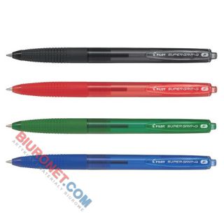 Długopis automatyczny z miękkim gripem Pilot Super Grip-G F, końcówka 0,7 mm, tusz olejowy czarny