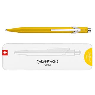 Długopis CARAN D'ACHE 849 Colormat-X w pudełku, wkład Goliath niebieski M żółta obudowa
