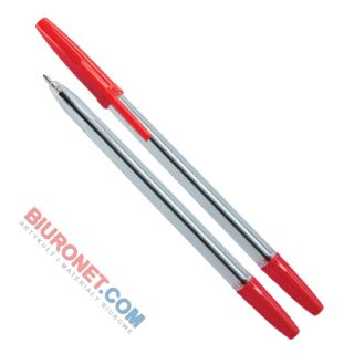 Długopis jednorazowy ze skuwką Office Products, 50 sztuk, końcówka 1,0 mm czerwony