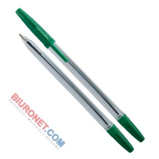 Długopis jednorazowy ze skuwką Office Products, 50 sztuk, końcówka 1,0 mm zielony
