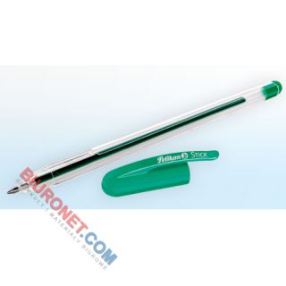 Długopis jednorazowy ze skuwką Pelikan Stick Super Soft K86, końcówka 0,7 mm zielony