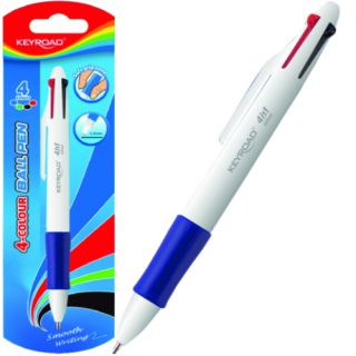 Długopis szkolny 4-kolorowy automatyczny KEYROAD 4-Colour Ball Pen, miękki uchwyt 4 kolory