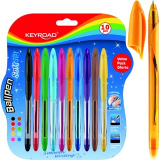 Długopis szkolny ze skuwką KEYROAD BallPen Soft Jet, końcówka 0,7 mm 10 kolorów