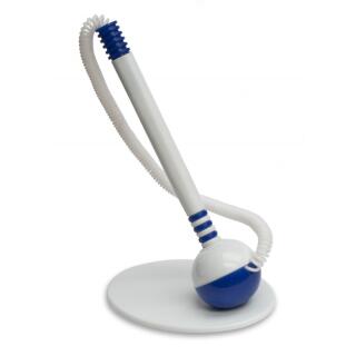 Długopis z przyklejaną pionową podstawką na sprężynce Office Products, biała obudowa, końcówka 0,7 mm niebieski