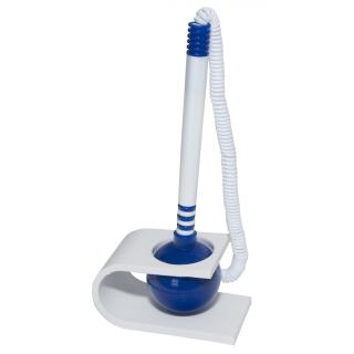Długopis z przyklejaną podstawką na sprężynce Office Products, biała obudowa, końcówka 0,7 mm niebieski