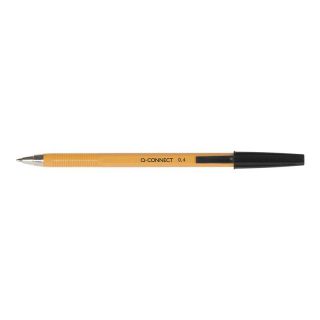 Długopis ze skuwką Q-Connect, kartonik 20 sztuk, cienka końcówka 0,4 mm czarny