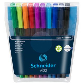 Długopis ze skuwką Schneider VIZZ końcówka M, w kartoniku 10 kolorów